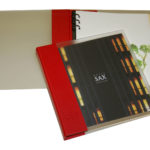 10" x 10" Acrylic with Red Leather Quarter Binding